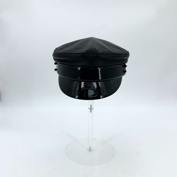 Ruslan Baginskiy Black Leather Navy Cap Beret Style XS 100% Leather Made In Ukra main image 4